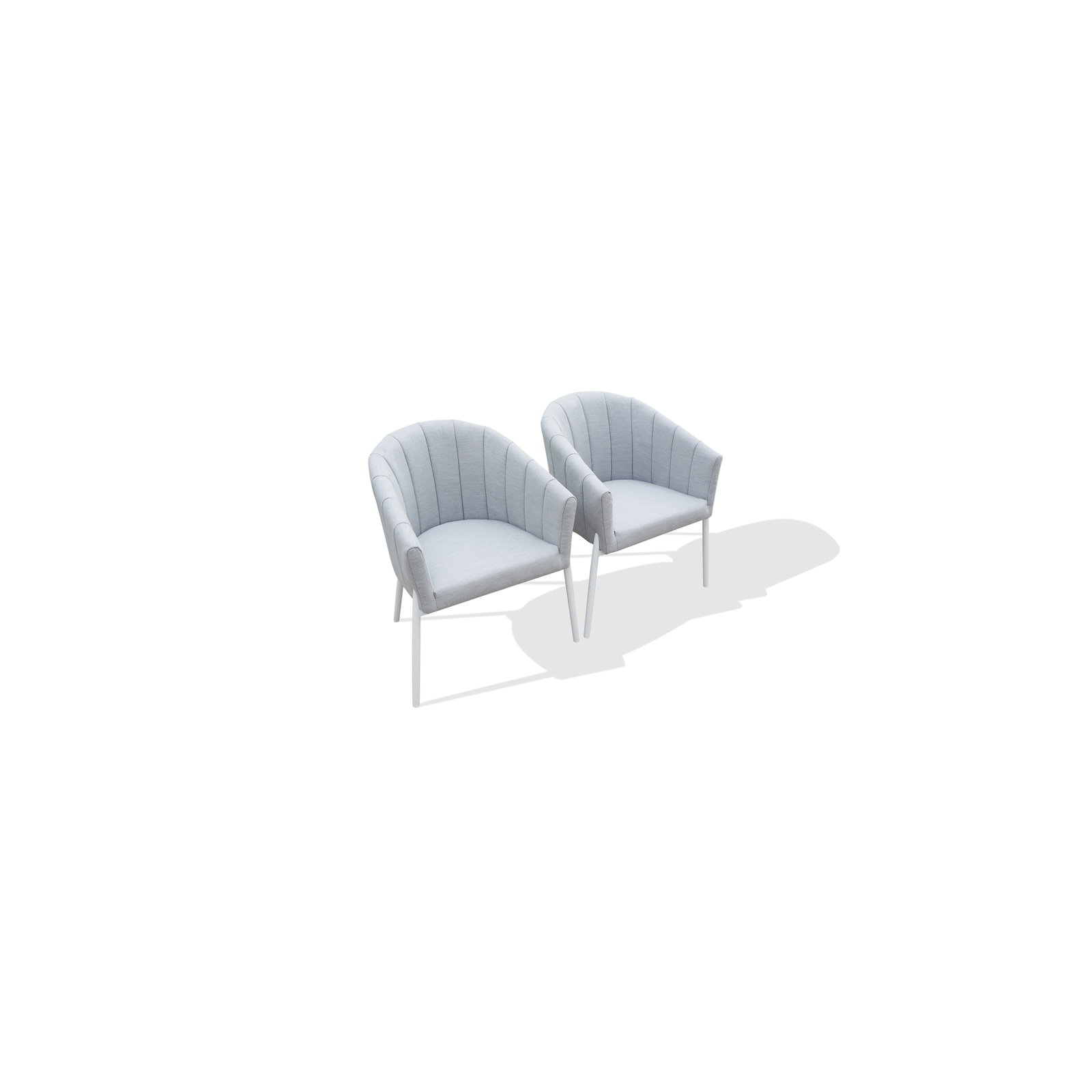 DELTA WHITE Outdoor Dining Chair Twin Set (Frame And Fabric: White Frame With Lead Chine Fabric - SKU3671052) 2