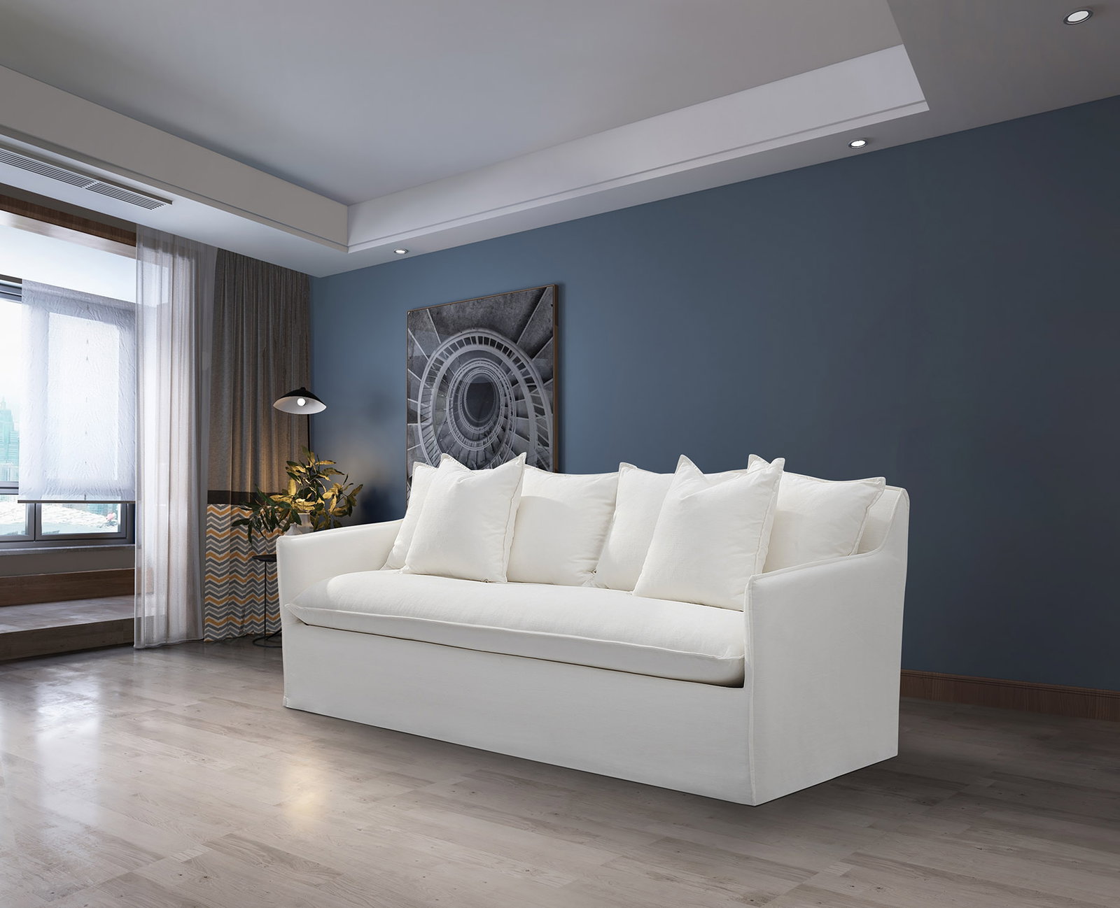 Coco Fabric Three Seat Sofa