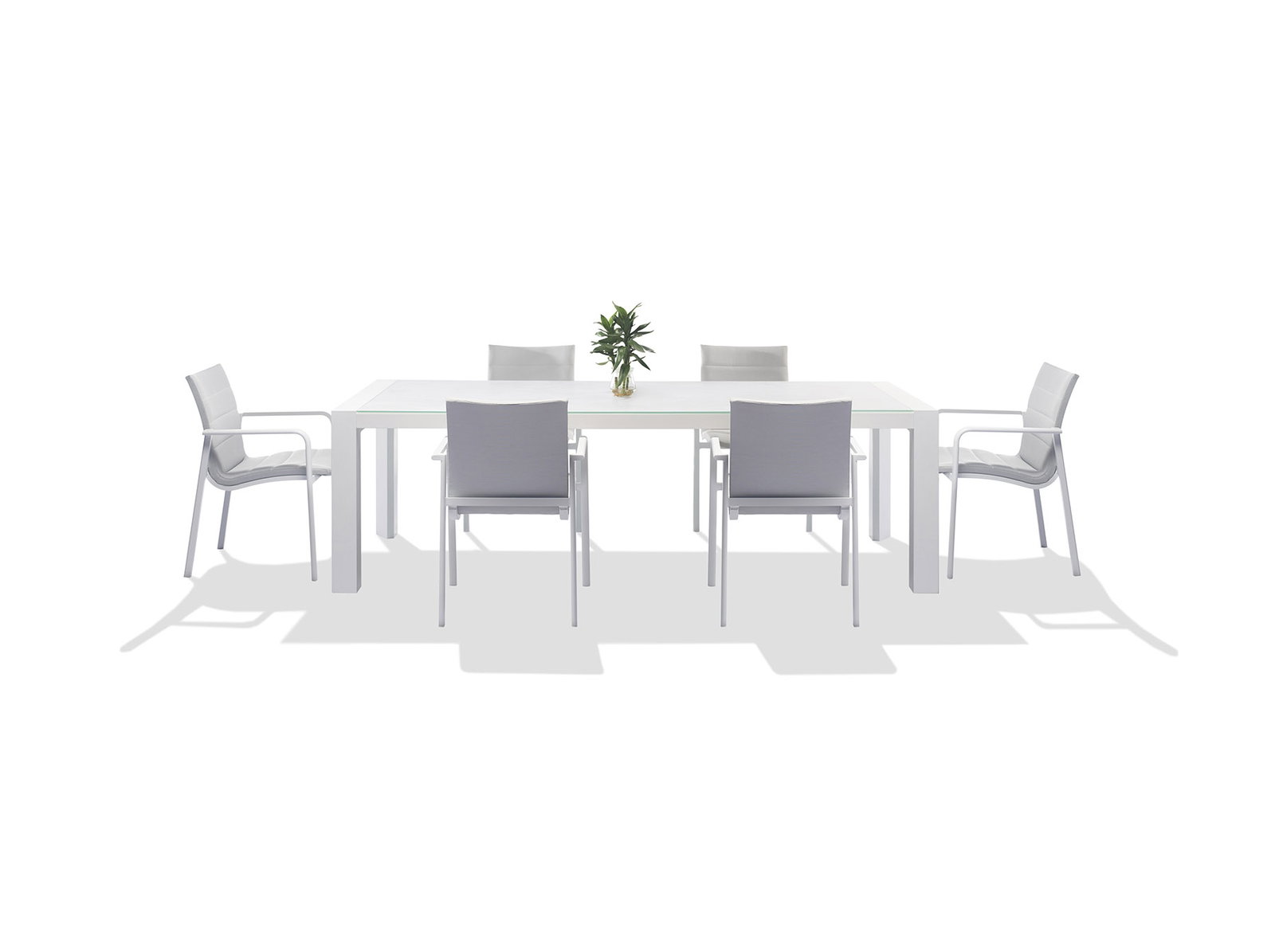 Santa Monica White 7-piece Outdoor Dining Set With Santa Monica White Chairs
