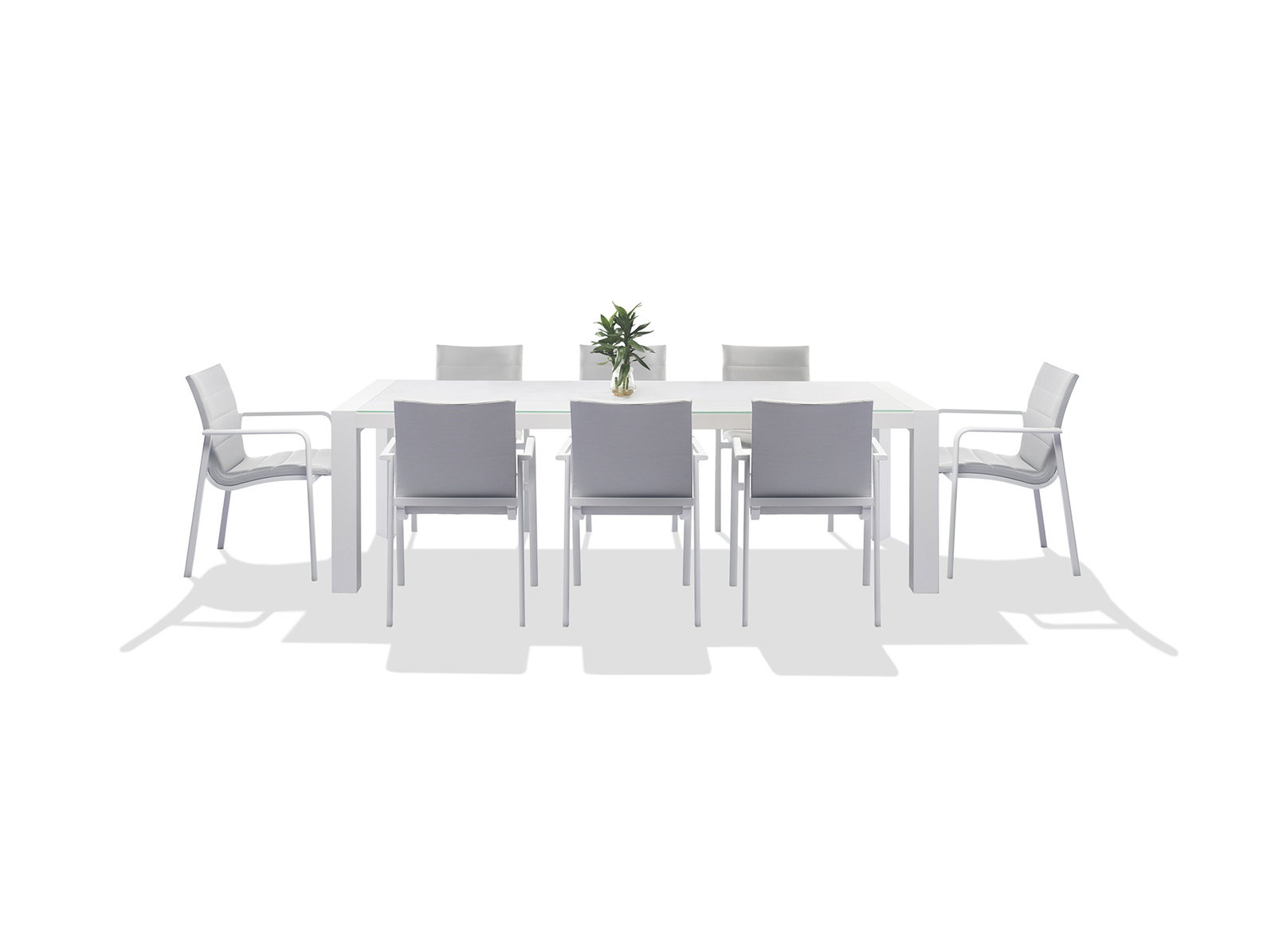 Santa Monica White 9-piece Outdoor Dining Set With Santa Monica White Chairs