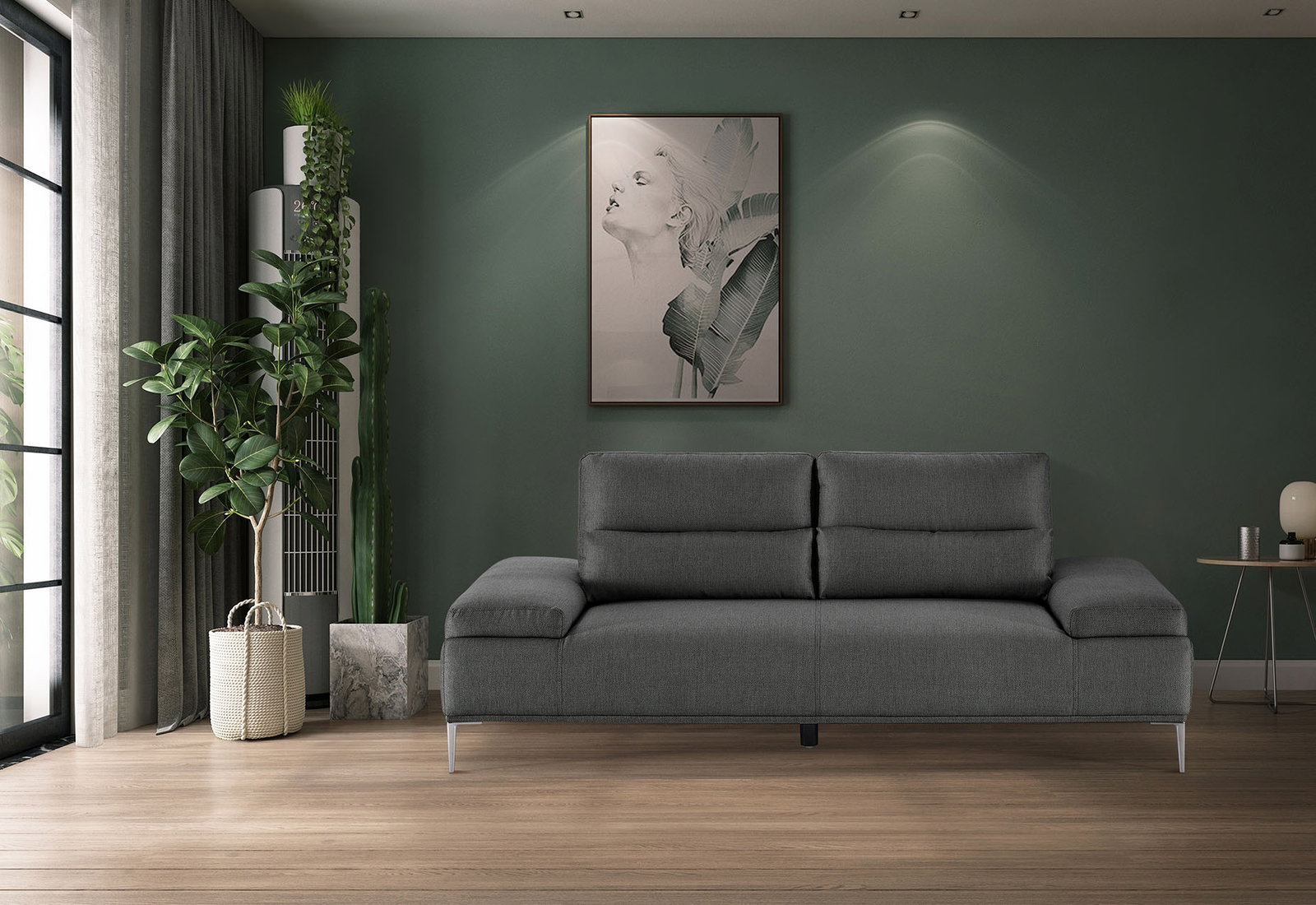 Karina Fabric Two Seat Sofa Ash