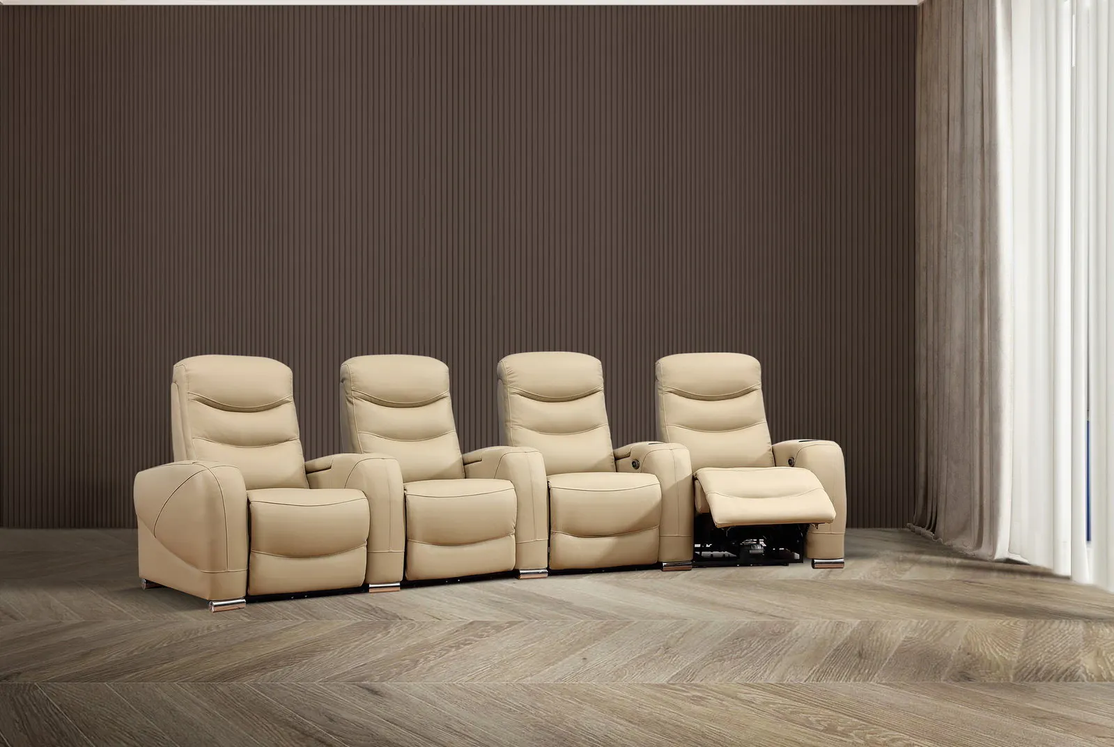 Paramount 4 Seat Leather Home Theatre Recliner