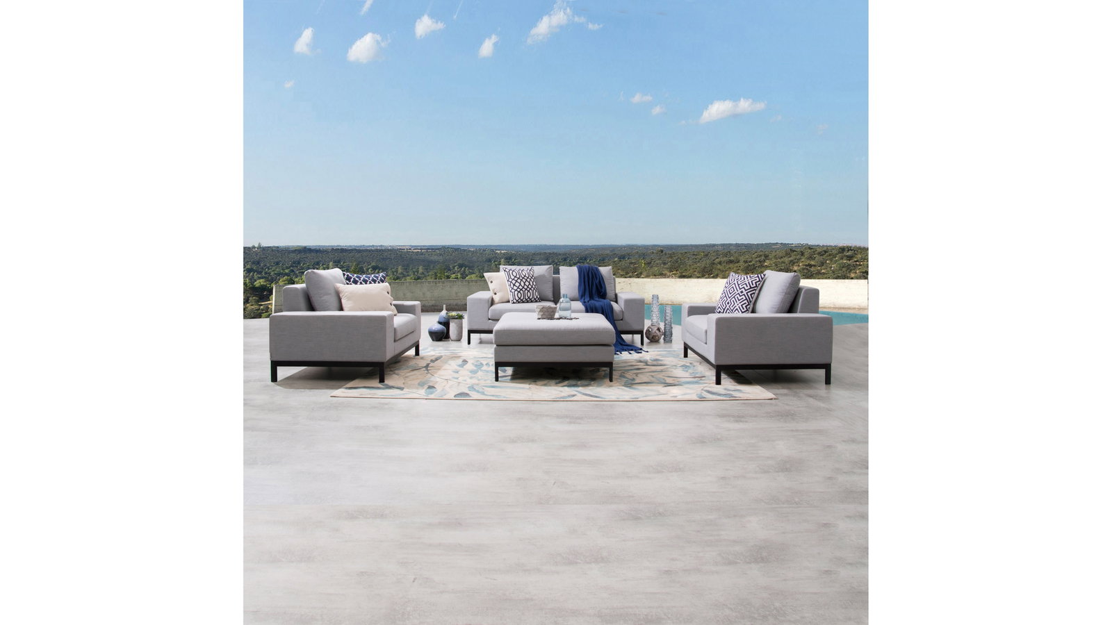 Jervis Outdoor Fabric Sofa Suite 2 + 1 + 1 With Ottoman