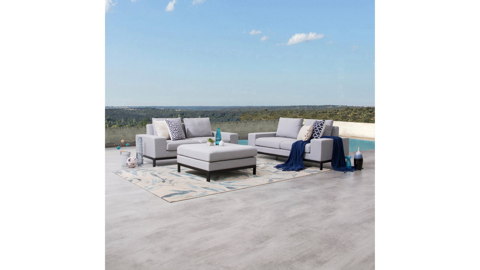 Jervis Outdoor Fabric Sofa Suite 2 + 2 With Ottoman