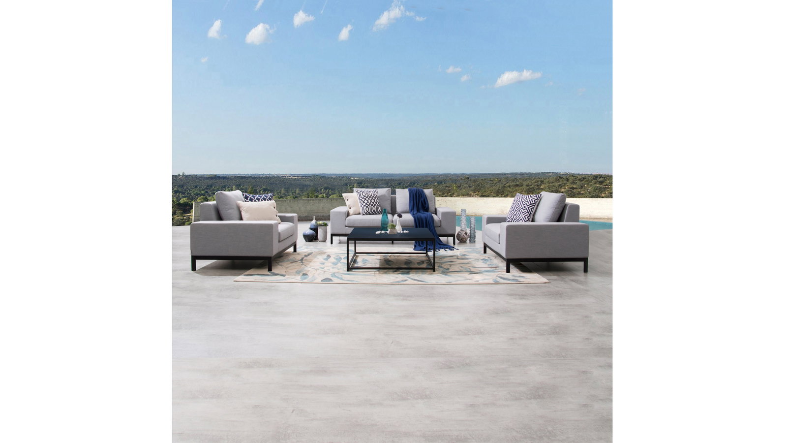 Jervis Outdoor Fabric Sofa Suite 2 + 1 + 1 With Coffee Table