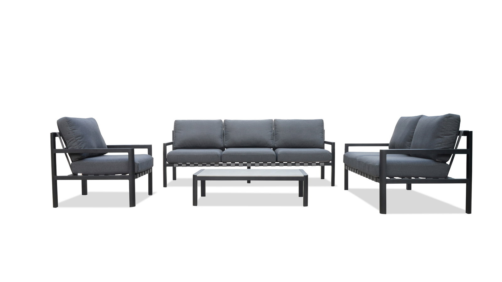 Manly Black Outdoor Sofa Suite 3 + 2 + 1 With Coffee Table