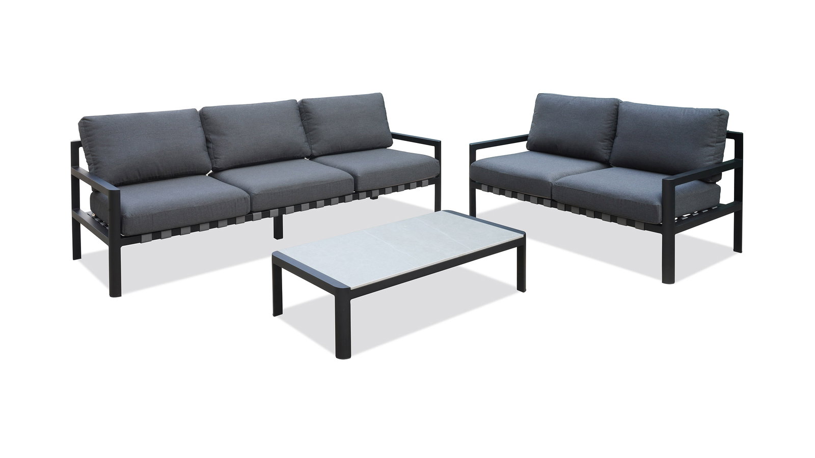 Manly Black Outdoor Sofa Suite 3 + 2 With Coffee Table