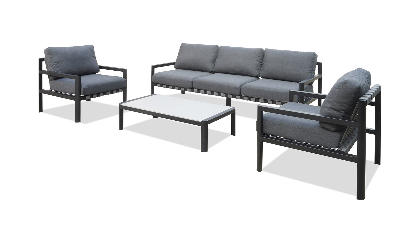 Manly Black Outdoor Sofa Suite 3 + 1 + 1 With Coffee Table