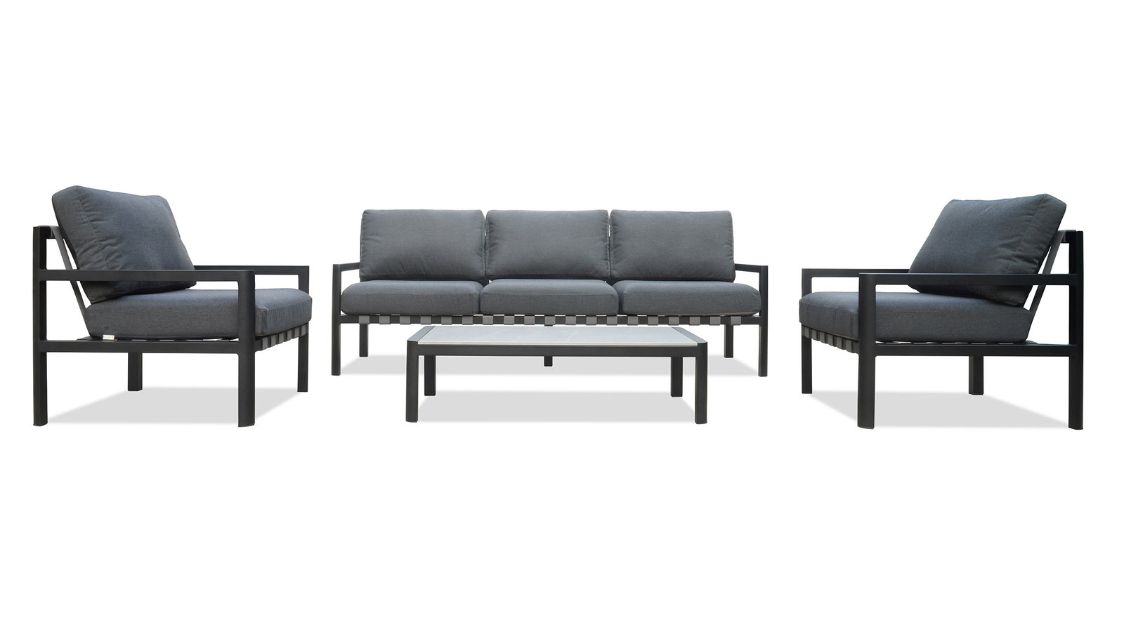 Manly Black Outdoor Sofa Suite 3 + 1 + 1 With Coffee Table