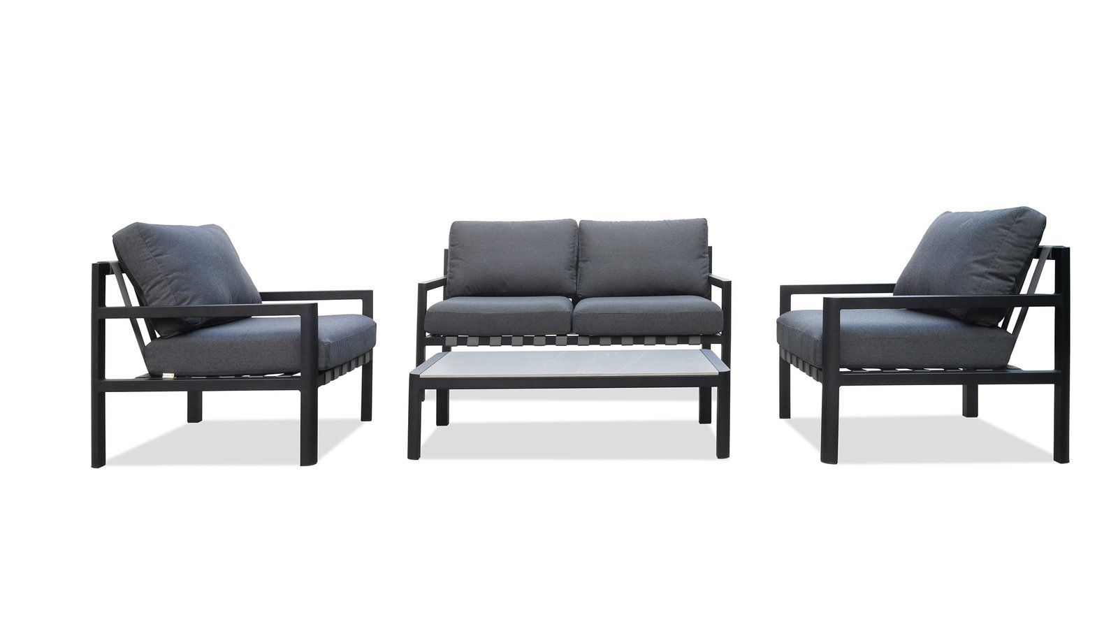 Manly Black Outdoor Sofa Suite 2 + 1 + 1 With Coffee Table