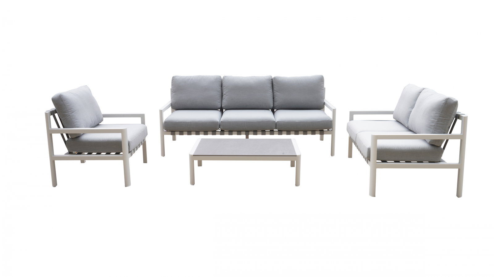 Manly White Outdoor Sofa Suite 3 + 2 + 1 With Coffee Table