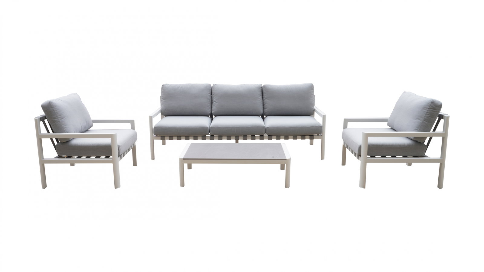 Manly White Outdoor Sofa Suite 3 + 1 + 1 With Coffee Table
