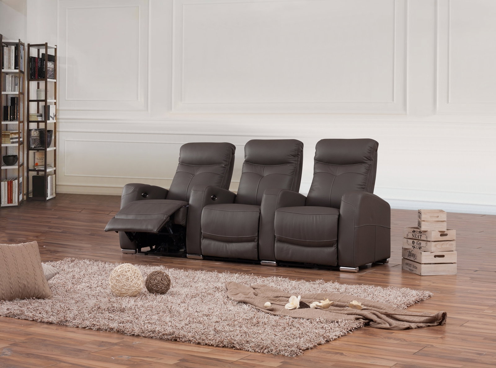 Regent Leather 3 Seat Home Theatre Recliner Lounge