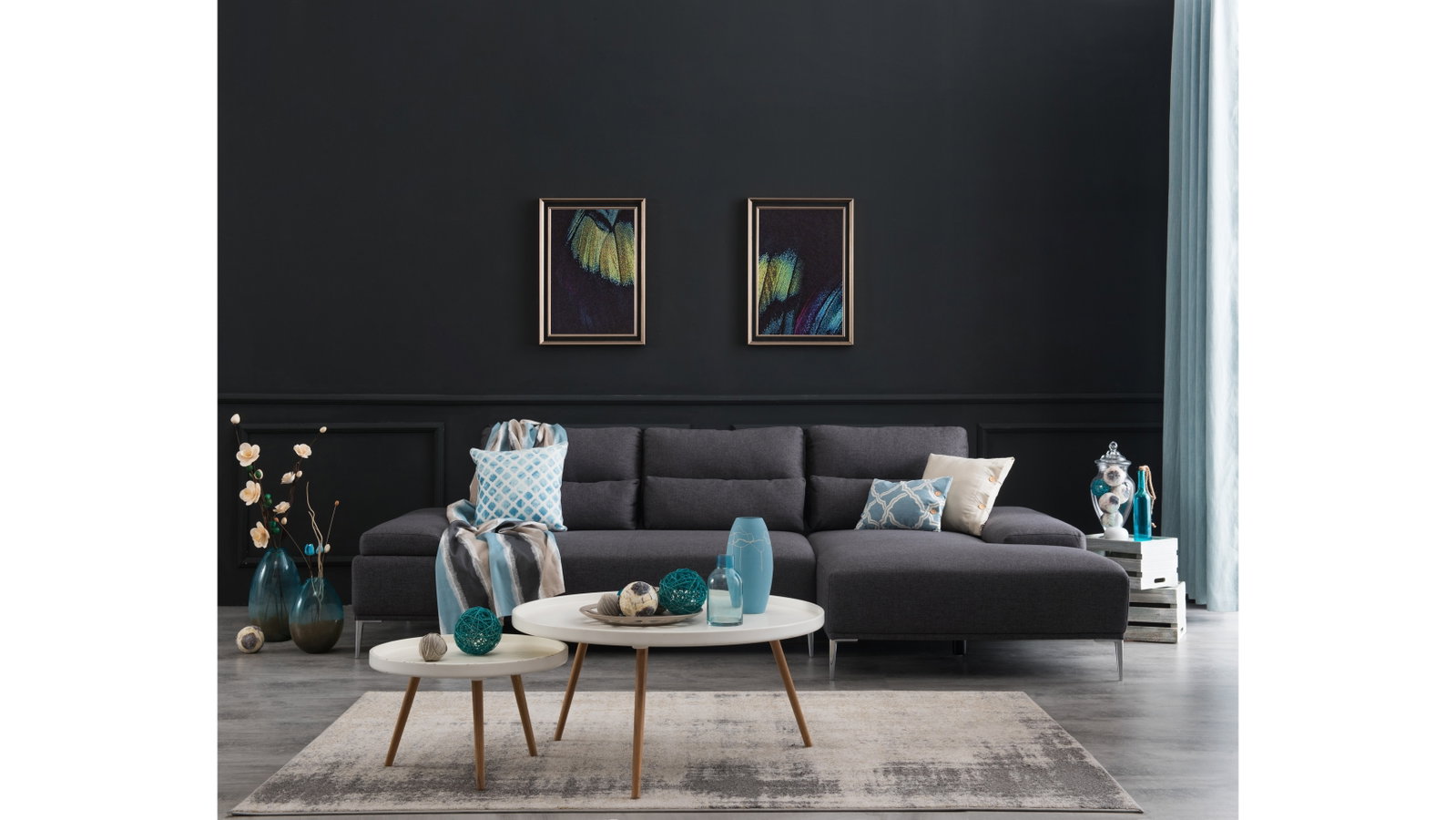 Karina Motion Sofa Fabric Chaise Lounge Ash