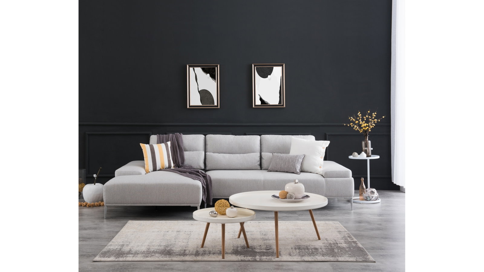 Karina Motion Sofa Fabric Chaise Lounge Gray