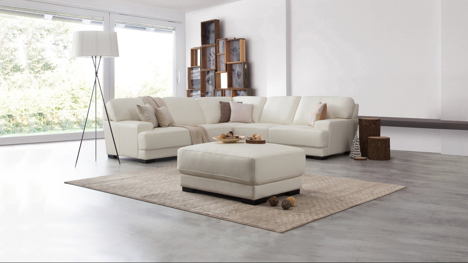 Volante Leather Corner Lounge Option A