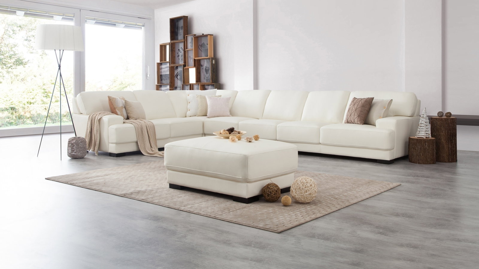 Volante Leather Corner Lounge Option C