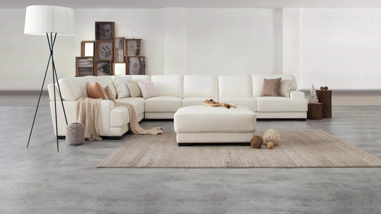 Volante Leather Corner Lounge Option C