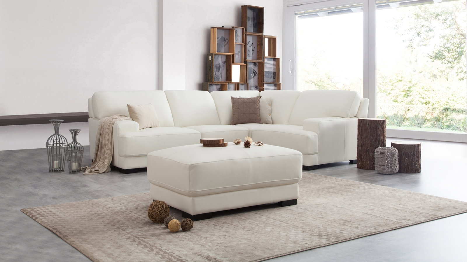 Volante Leather Corner Lounge Option E
