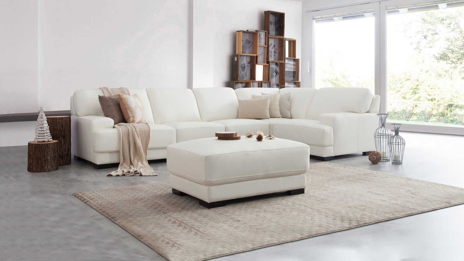 Volante Leather Corner Lounge Option F