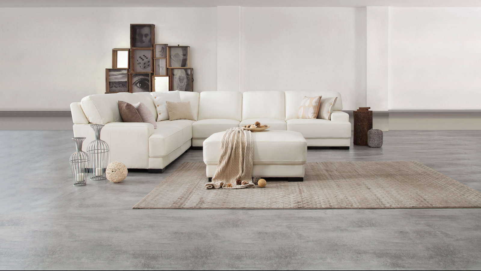Volante Leather Corner Lounge Option D