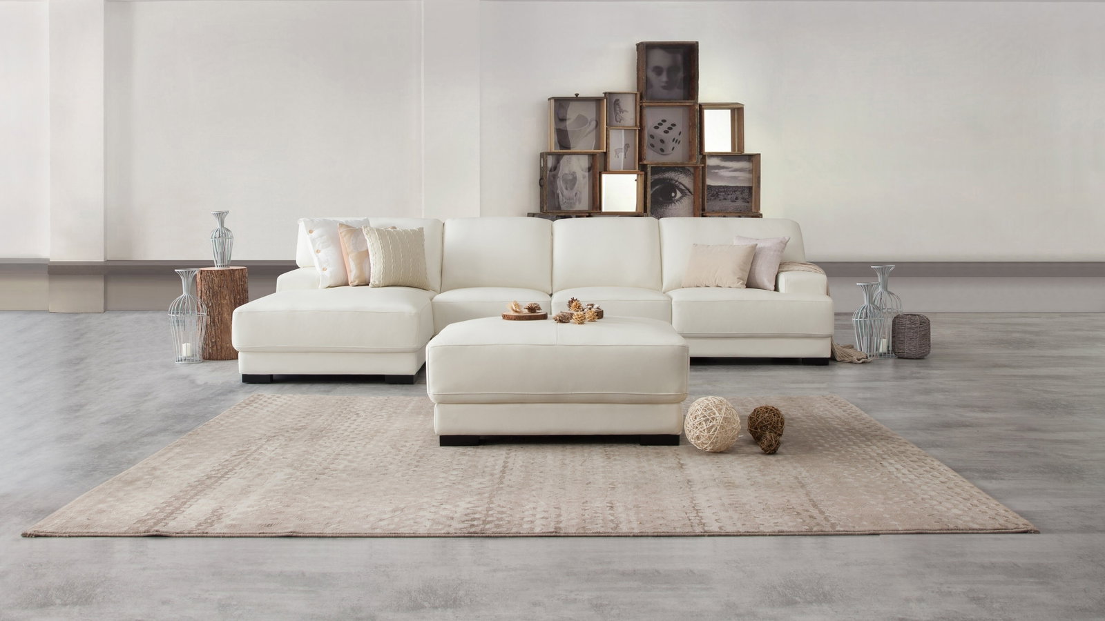 Volante Leather Chaise Lounge Option C