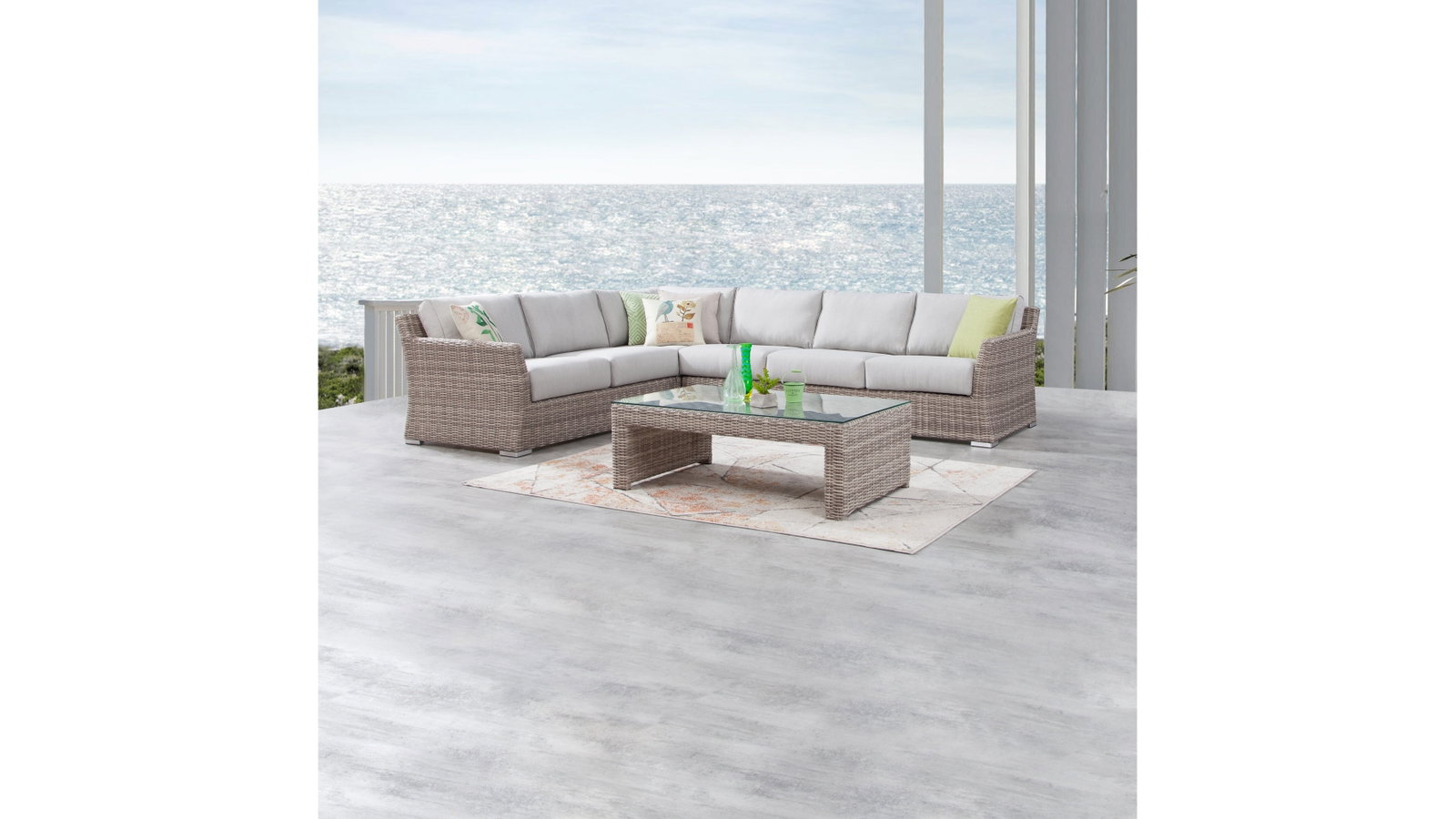 Savannah Outdoor Wicker L Shaped Lounge