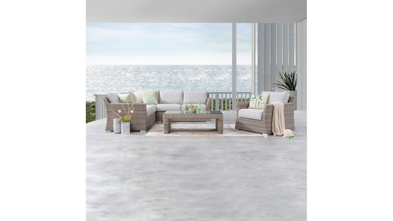 Savannah Outdoor Wicker Corner Lounge With Armchair