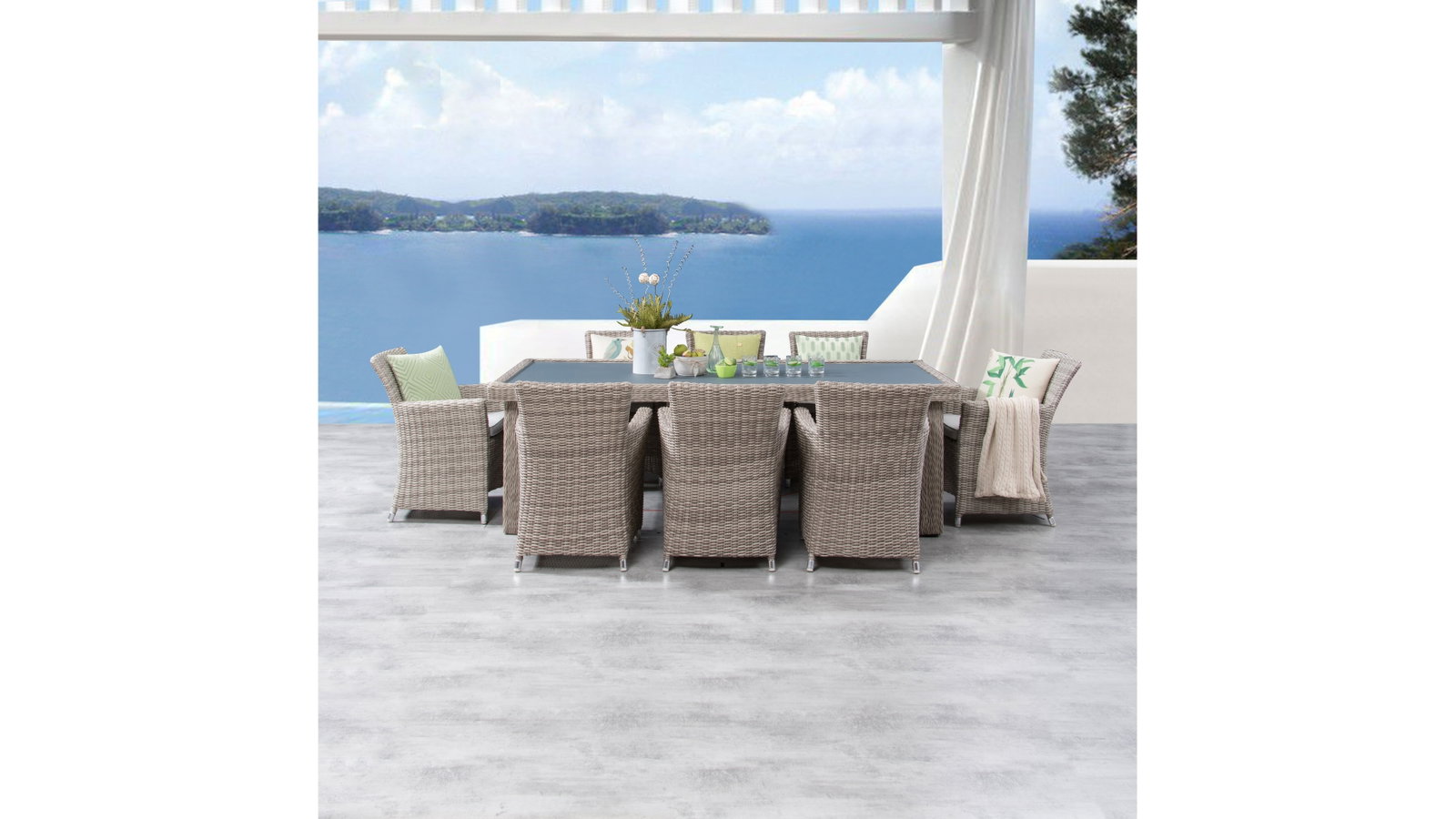 Savannah 9-piece Outdoor Wicker Dining Set
