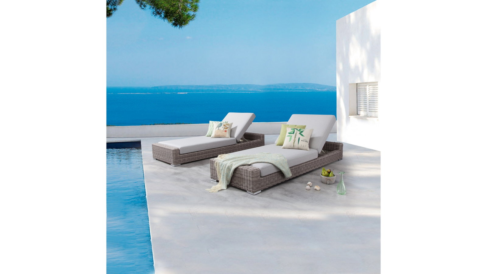 Savannah Outdoor Wicker Sun Lounge - Set Of Two
