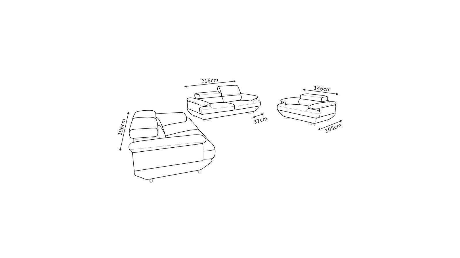 Lexington Fabric Sofa Suite 3 + 2 + 1