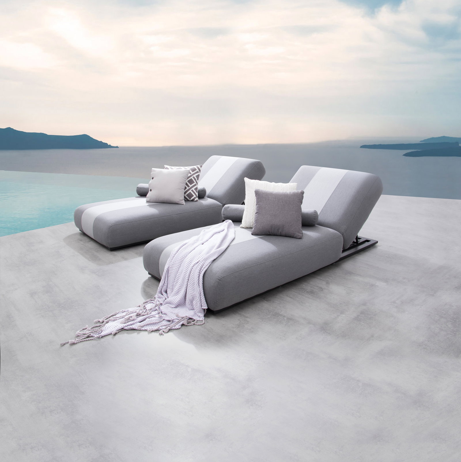 Joy Outdoor Fabric Sun Lounge Set