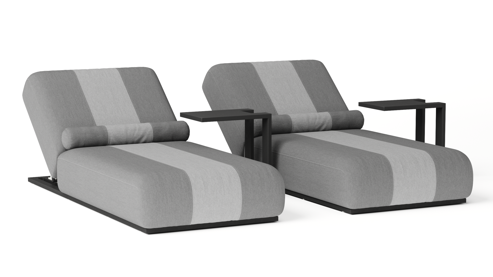 Joy Outdoor Fabric Sun Lounge Set With Side Tables