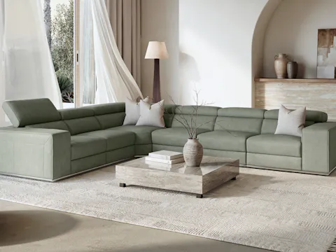 Lorenzo Leather Corner Lounge Option B