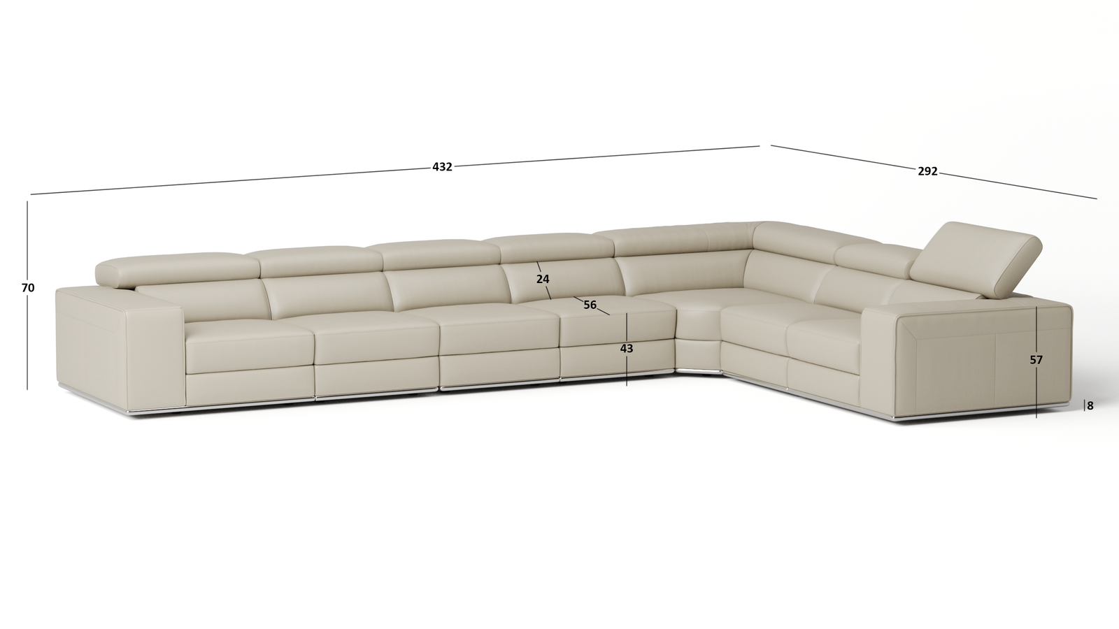 Lorenzo Leather Corner Lounge Option C 7