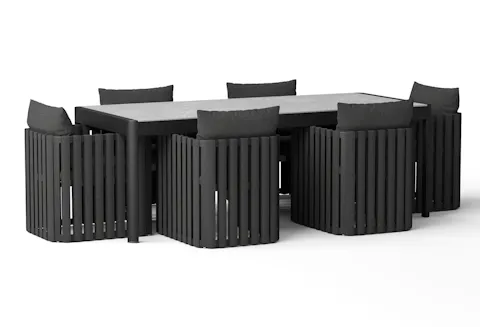 Manly Black 7-piece Outdoor Ceramic Dining Set With Manly Cove Chairs