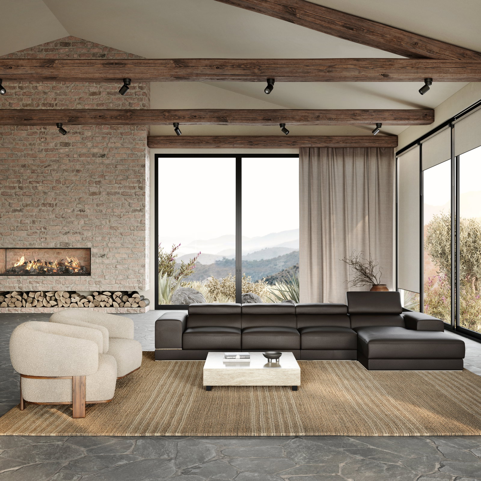 Napoleon Leather Chaise Lounge Option B
