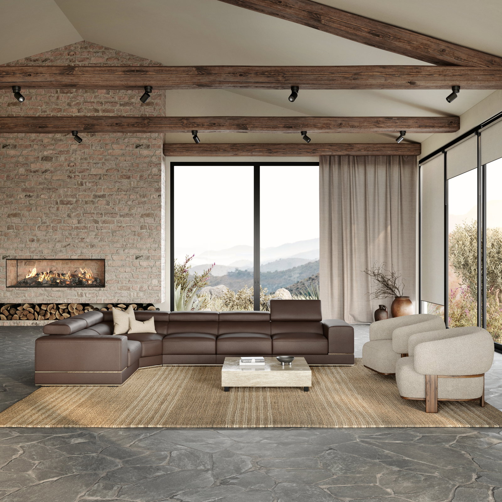 Napoleon Leather Corner Lounge Option F