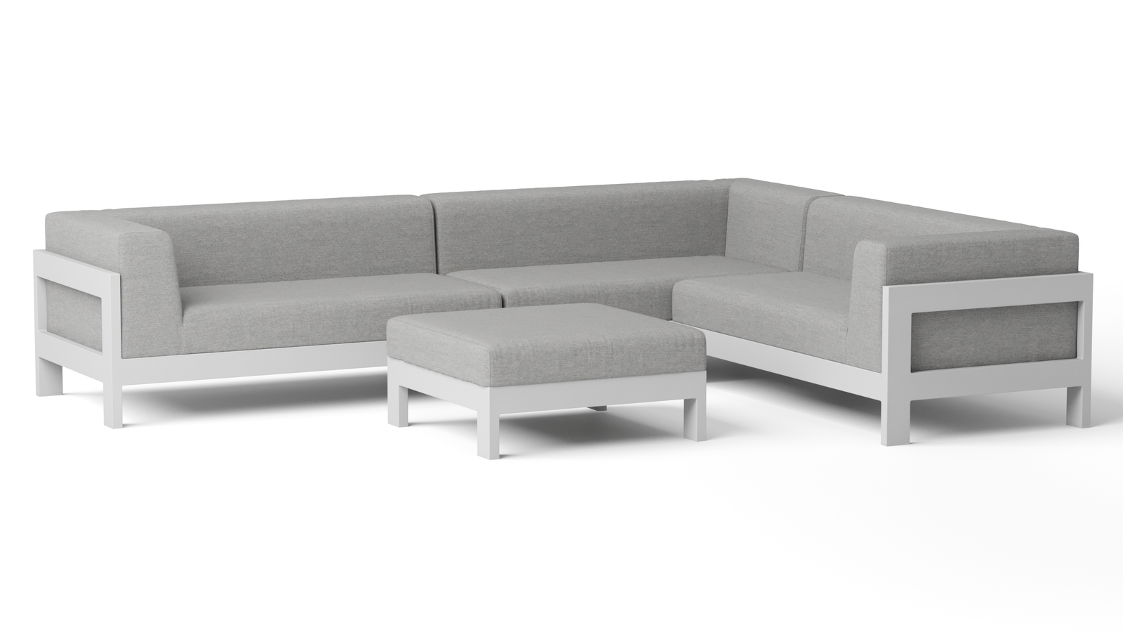 New Noosa White Outdoor Fabric Corner Lounge With Ottoman