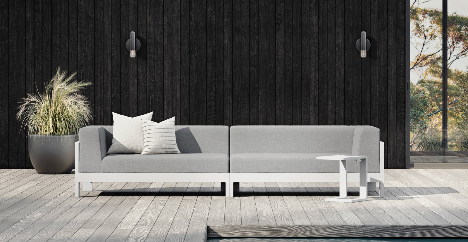 New Noosa White Outdoor Fabric Lounge 10