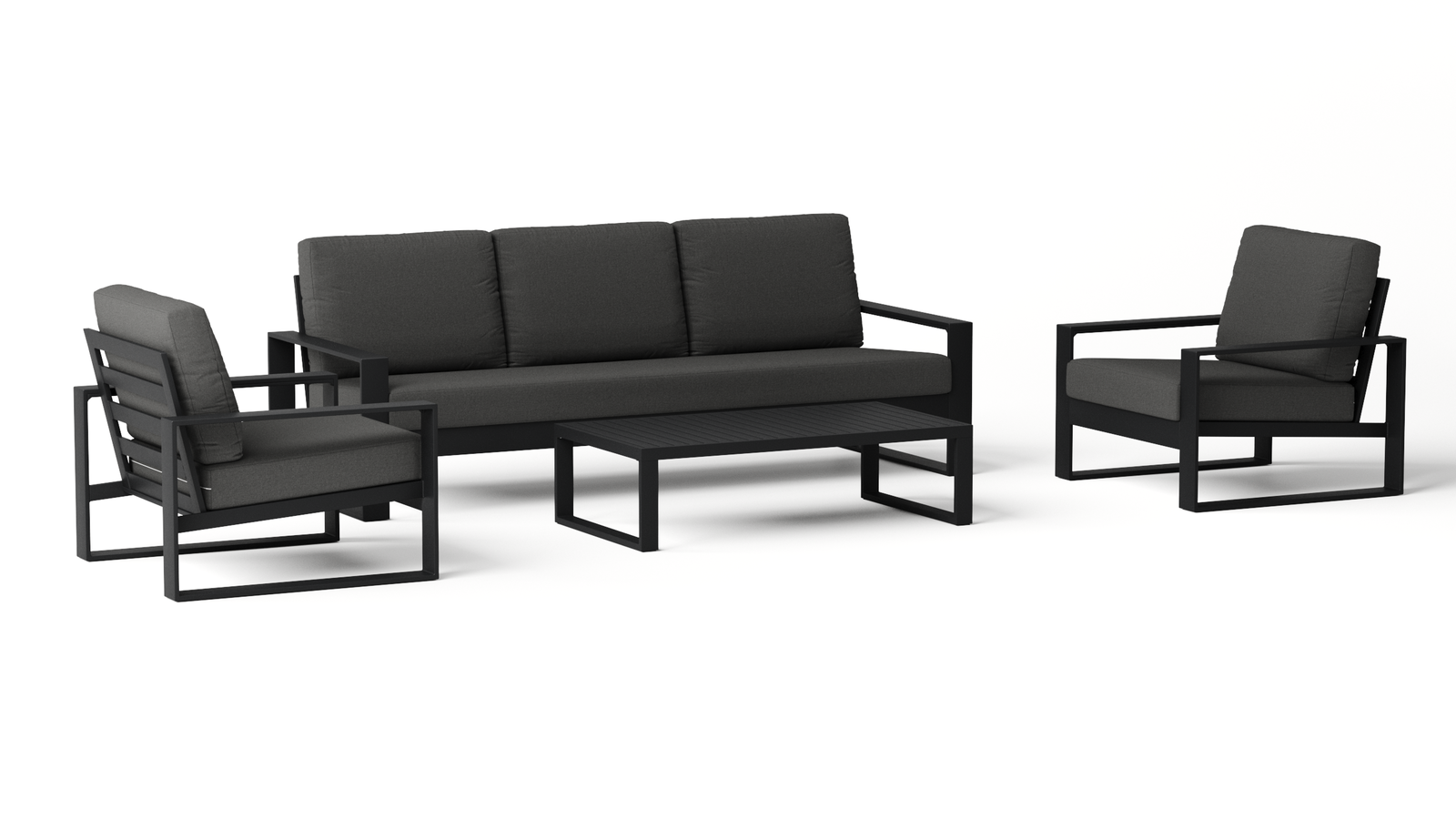 Riviera Black Outdoor Lounge Set 3+1+1 With Coffee Table