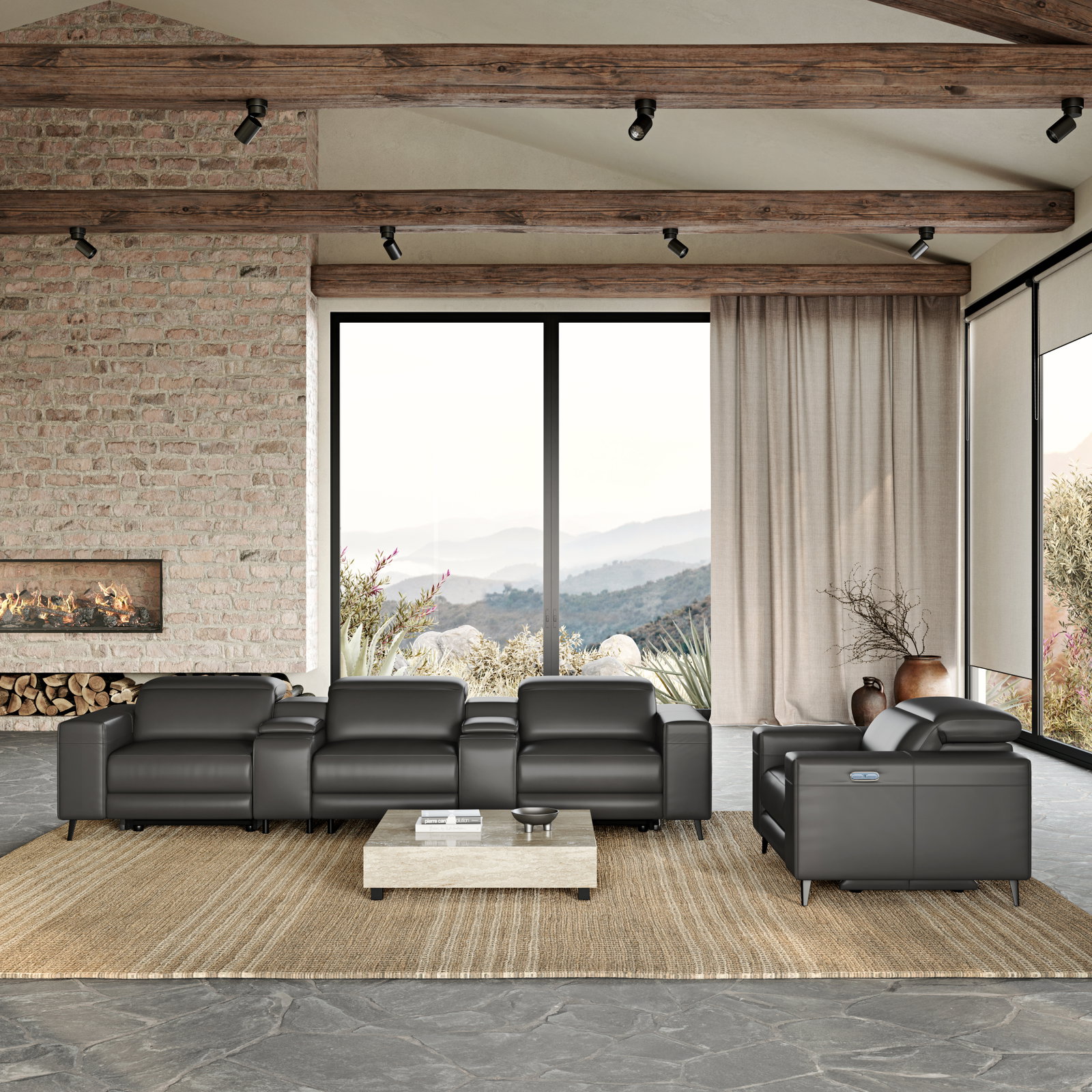 Stirling Leather 3 Seat Home Theatre Recliner Lounge