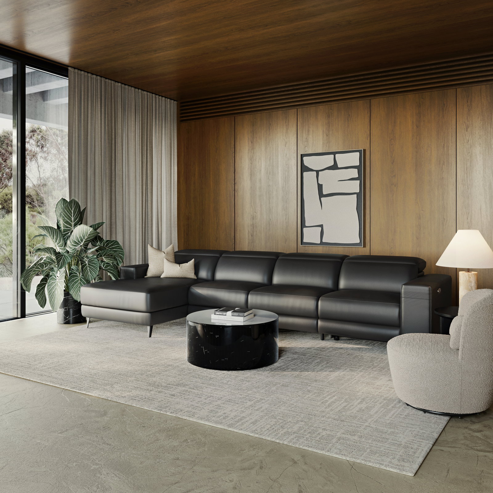 Stirling Leather Recliner Chaise Lounge Option B