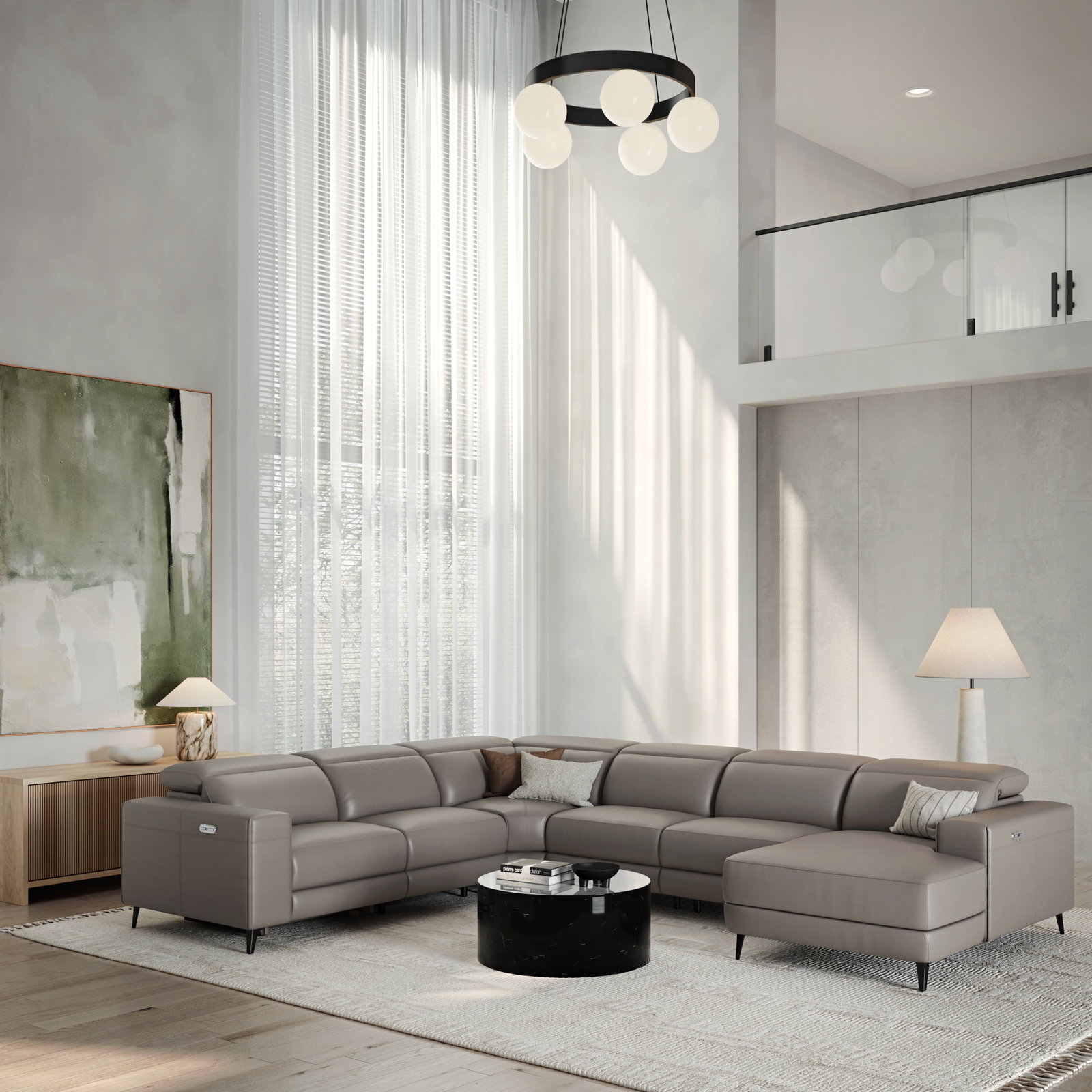 Stirling Leather Recliner Modular Lounge Option A