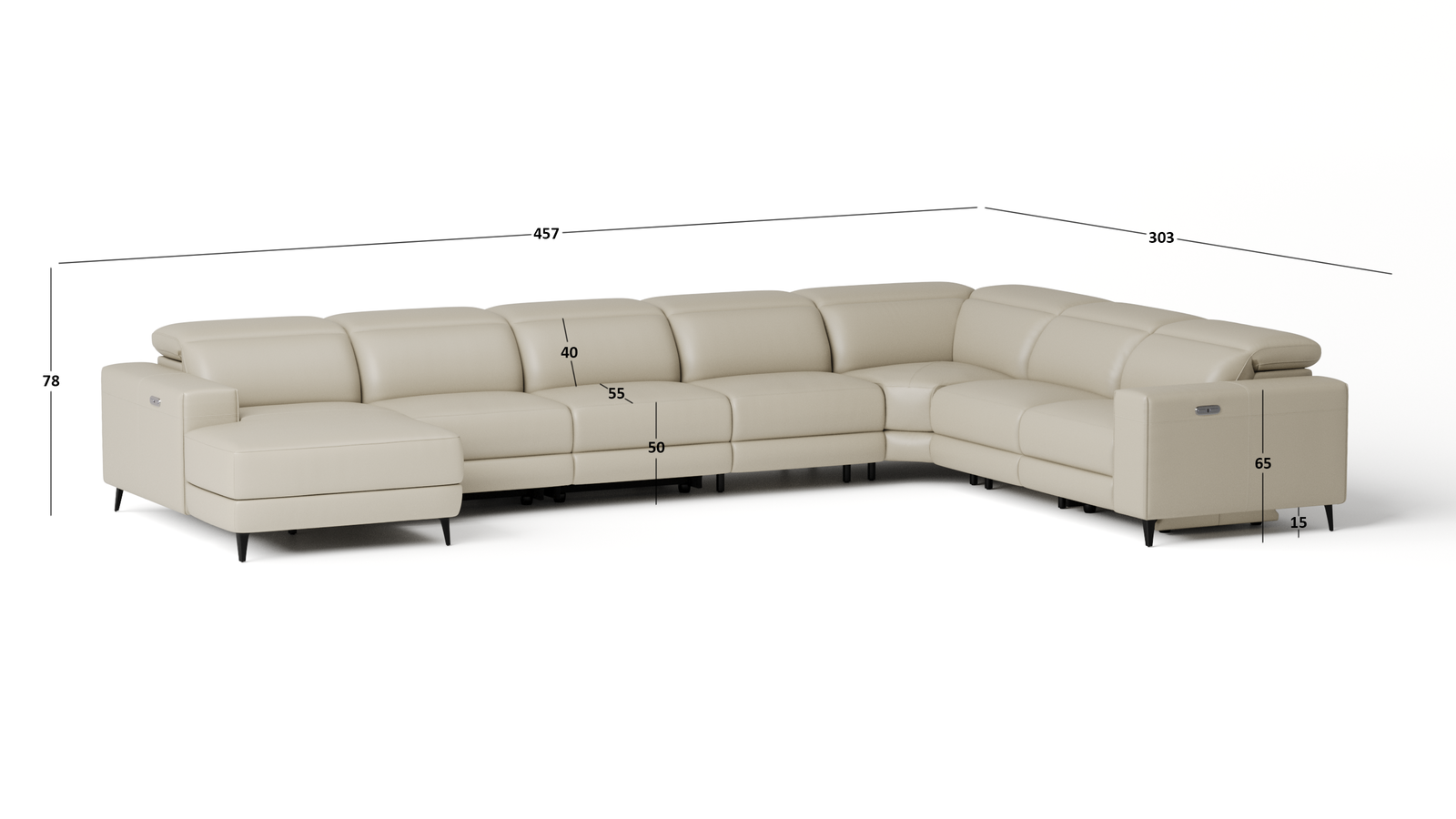 Stirling Leather Recliner Modular Lounge Option A Incl Three Recliners 2