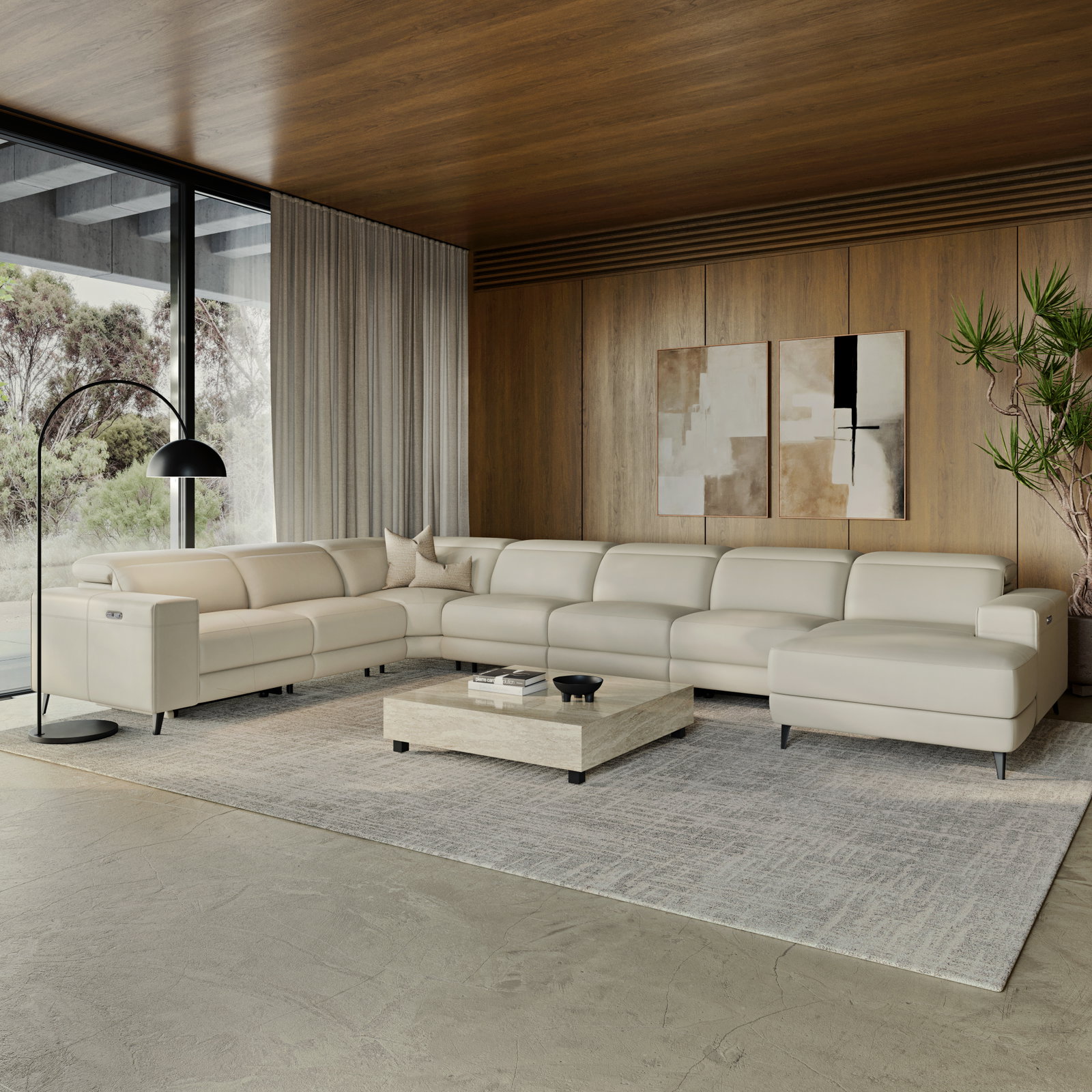 Stirling Leather Recliner Modular Lounge Option A Incl Three Recliners