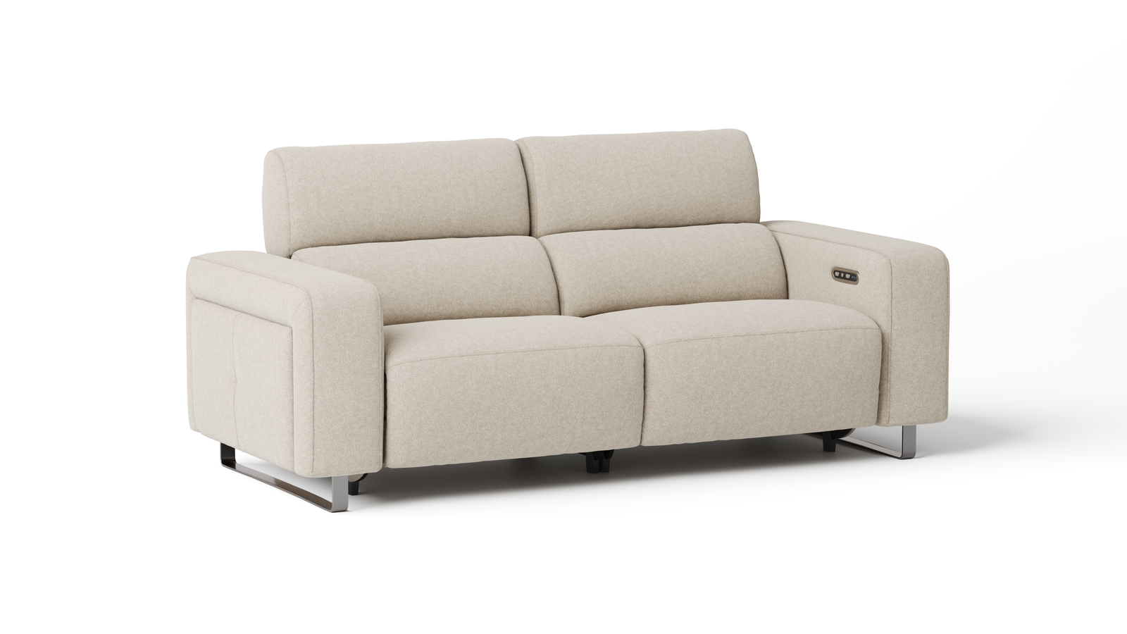 Volt Fabric Two Seater Sofa Power Recliner, Power Headrest with Storage